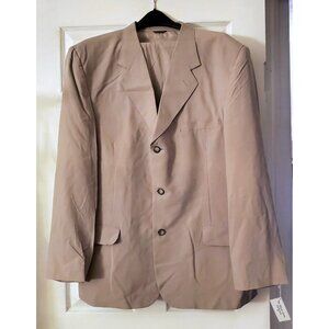 VISITOR XL WAIST 38 2PC SUEDED SILK TAUPE MENS SUIT NWT